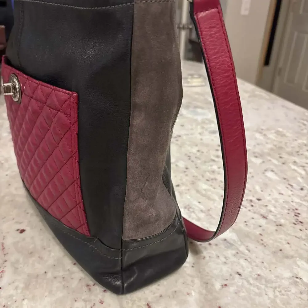 Coach Park Quilted Colorblock Leather & Suede Carrie Satchel Tote Bag‎ F24693